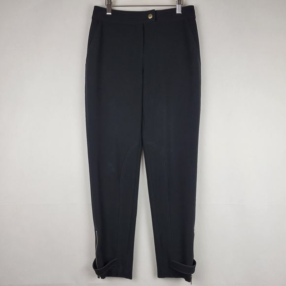 St John Collection Pants Womens Sz 2 Black Ankle Zip Riding Equestrian Office - Picture 1 of 12